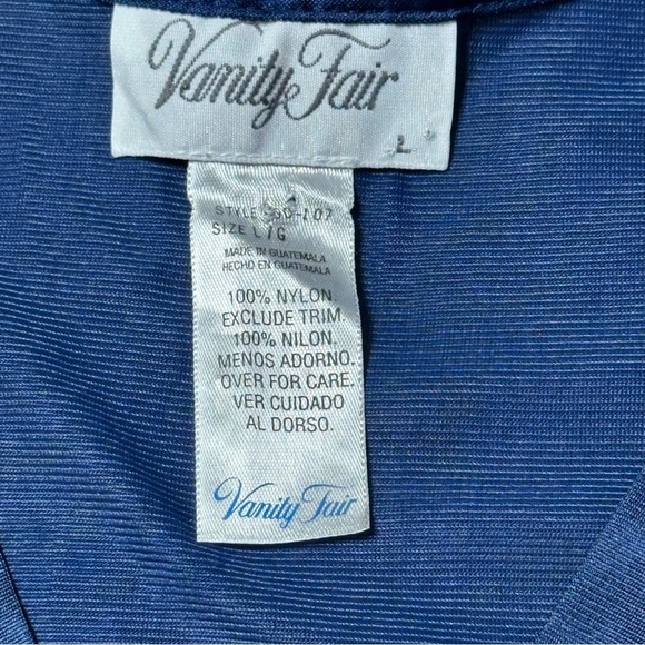 Vanity Fair Bed Jacket Loungewear Top Navy Blue Lace Short Sleeve Size Large - Picture 6 of 8